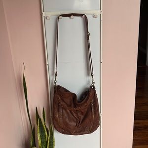 Brown faux-leather bag